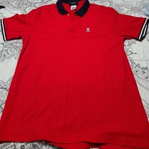 Psycho Bunny Bold Red Polo with Dark Blue Trim